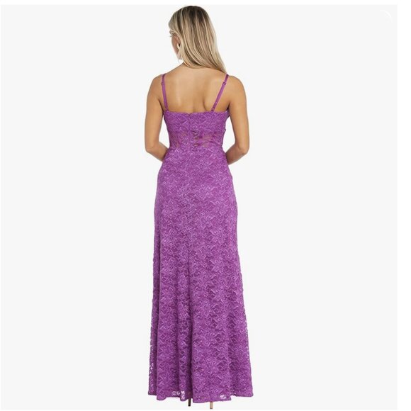 NW Nightway Glitter Scallop Lace Corset Gown NWT 18W - Picture 4 of 16